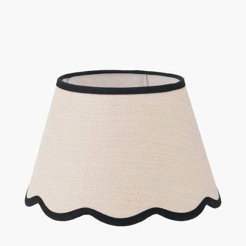 Pacific Lifestyle Tabitha 25cm Cream Jute Scalloped Edge Tapered Lamp Shade With Contrast Binding