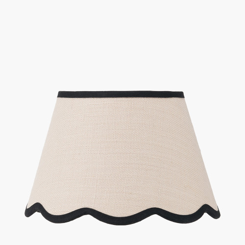 pacific lifestyle Tabitha 25cm Cream Jute Scalloped Edge Tapered Lamp Shade with Contrast Binding