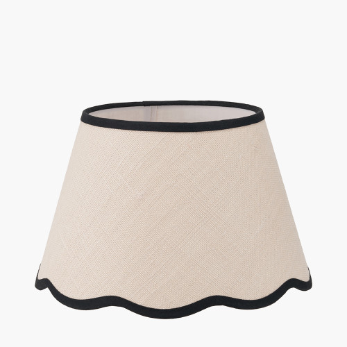 Pacific Lifestyle Tabitha 30cm Cream Jute Scalloped Edge Tapered Lamp Shade With Contrast Binding