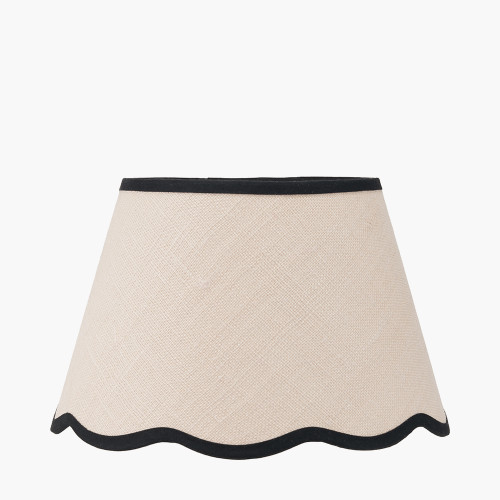 pacific lifestyle Tabitha 30cm Cream Jute Scalloped Edge Tapered Lamp Shade with Contrast Binding