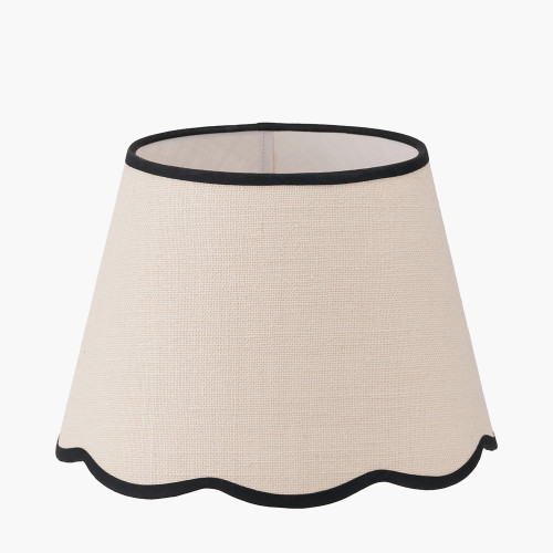 Pacific Lifestyle Tabitha 35cm Cream Jute Scalloped Edge Tapered Lamp Shade With Contrast Binding