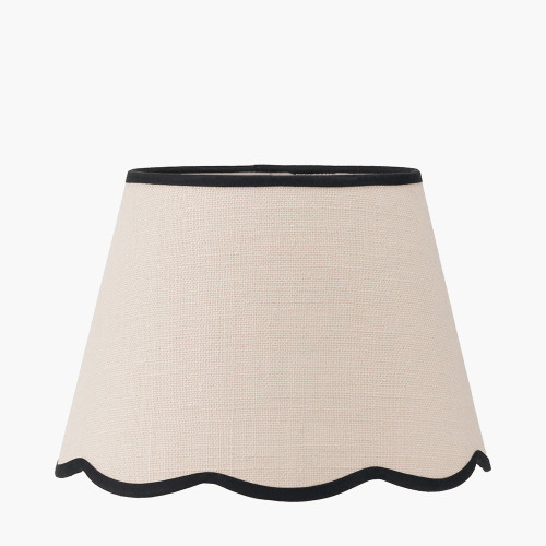 pacific lifestyle Tabitha 35cm Cream Jute Scalloped Edge Tapered Lamp Shade with Contrast Binding
