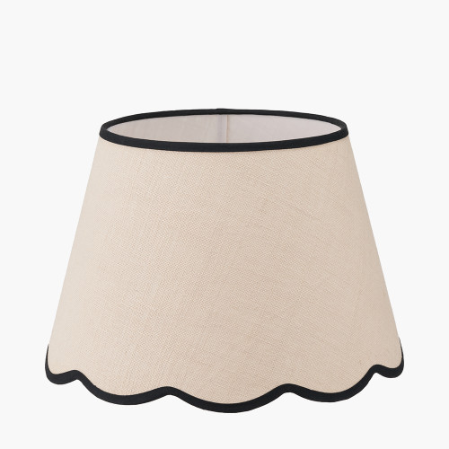 Pacific Lifestyle Tabitha 40cm Cream Jute Scalloped Edge Tapered Lamp Shade With Contrast Binding