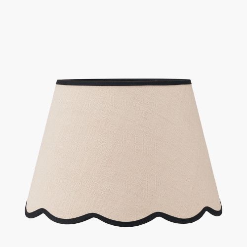 pacific lifestyle Tabitha 40cm Cream Jute Scalloped Edge Tapered Lamp Shade with Contrast Binding