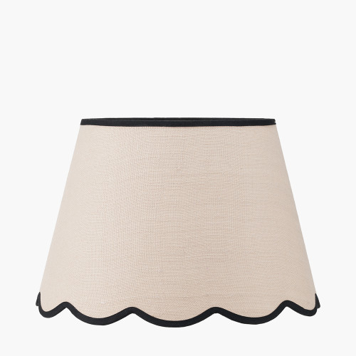 pacific lifestyle Tabitha 45cm Cream Jute Scalloped Edge Tapered Lamp Shade with Contrast Binding