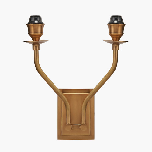 Pacific Lifestyle Tatiana Antique Brass Metal Double Wall Light With Garbo 15cm Cream Silk Mix Pinch Pleat Tapered Candle Clip Lampshades