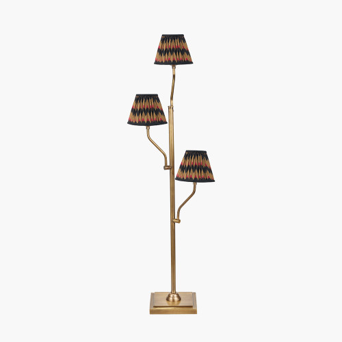 pacific lifestyle Tatiana Antique Brass Metal Floor Lamp Base with Athira 16cm Multi Chevron Design Mushroom Pleat Tapered Lamp Shade