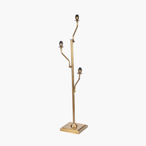 Pacific Lifestyle Tatiana Antique Brass Metal Floor Lamp Base With Garbo 20cm Cream Silk Mix Pinch Pleat Tapered Lampshade
