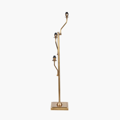 Pacific Lifestyle Tatiana Antique Brass Metal Floor Lamp Base With Garbo 20cm Cream Silk Mix Pinch Pleat Tapered Lampshade