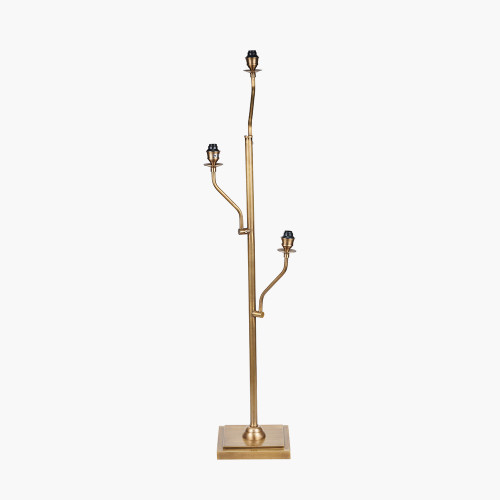 Pacific Lifestyle Tatiana Antique Brass Metal Floor Lamp Base With Ornella 16cm Green Floral Design Mushroom Pleat Tapered Lamp Shade