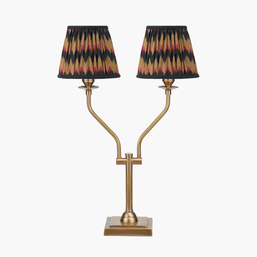 pacific lifestyle Tatiana Antique Brass Metal Table Lamp Base with Athira 16cm Multi Chevron Design Mushroom Pleat Tapered Lamp Shade