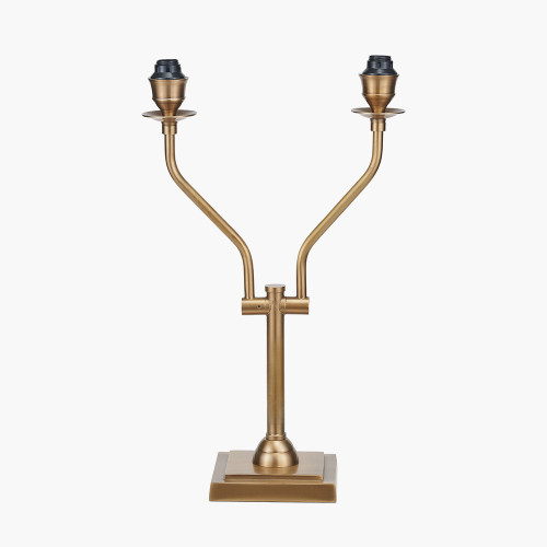 Pacific Lifestyle Tatiana Antique Brass Metal Table Lamp Base With Garbo 20cm Cream Silk Mix Pinch Pleat Tapered Lampshade