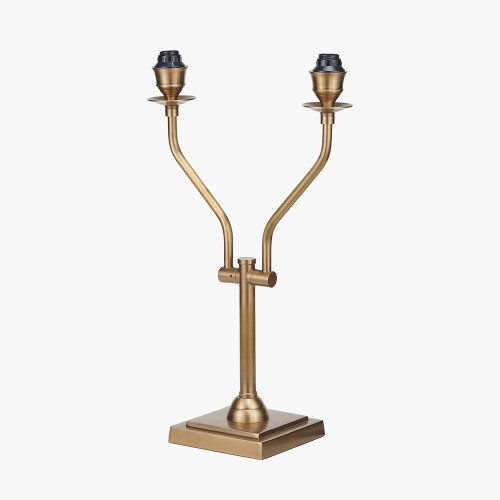 Pacific Lifestyle Tatiana Antique Brass Metal Table Lamp Base With Garbo 20cm Cream Silk Mix Pinch Pleat Tapered Lampshade