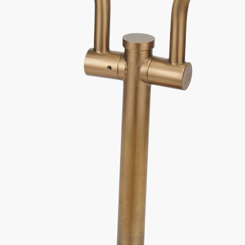 Pacific Lifestyle Tatiana Antique Brass Metal Table Lamp Base With Vienna 16cm Taupe Chevron Mushroom Pleat Lampshade
