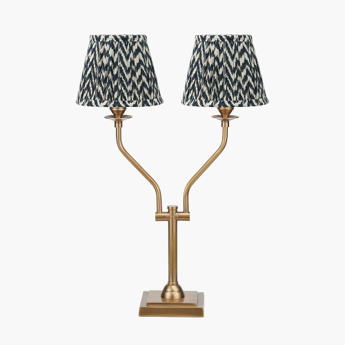 pacific lifestyle Tatiana Antique Brass Metal Table Lamp Base with Vienna 16cm Black Chevron Mushroom Pleat Lampshade