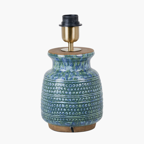 Pacific Lifestyle Theano Dot Design Blue Glaze Table Lamp Base