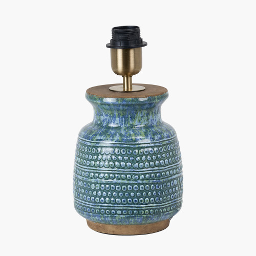 Pacific Lifestyle Theano Dot Design Blue Glaze Table Lamp Base