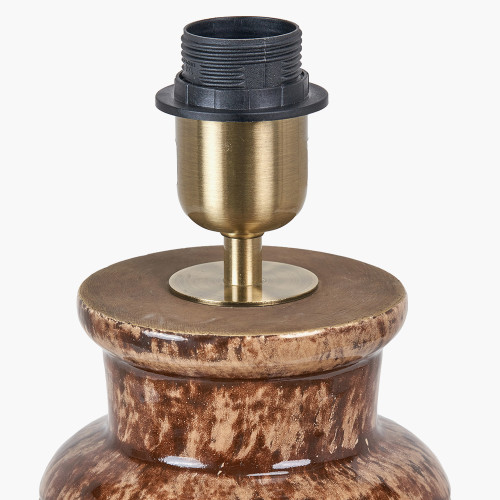 Pacific Lifestyle Theano Dot Design Brown Glaze Tall Table Lamp Base With Milos 35cm Pistachio Green Linen Tapered Lampshade