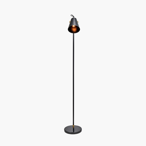 Pacific Lifestyle Theia Black And Brushed Brass Task Floor Lamp