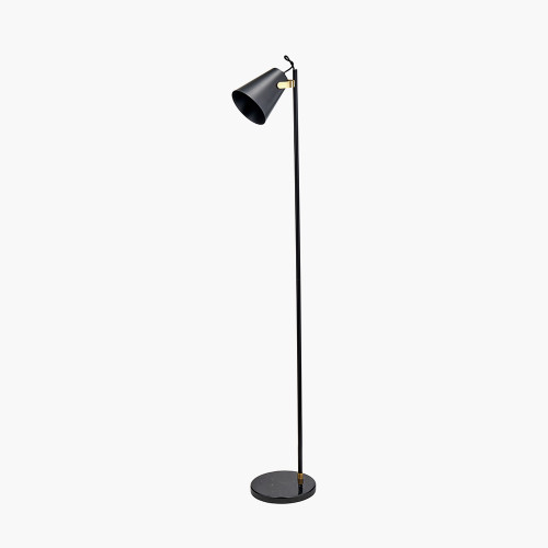 Pacific Lifestyle Theia Black And Brushed Brass Task Floor Lamp