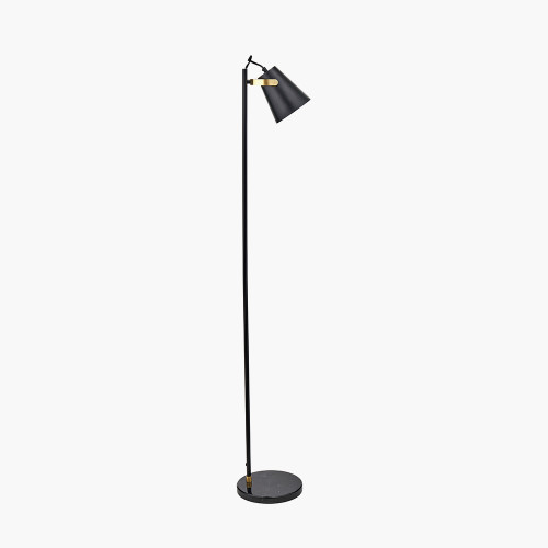 Pacific Lifestyle Theia Black And Brushed Brass Task Floor Lamp