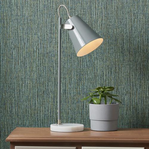Pacific Lifestyle Theia Grey And Satin Nickel Task Table Lamp