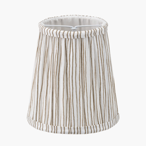 Pacific Lifestyle Thiago 14cm Natural Stripe Mushroom Pleat Tall Tapered Candle Clip Lampshade