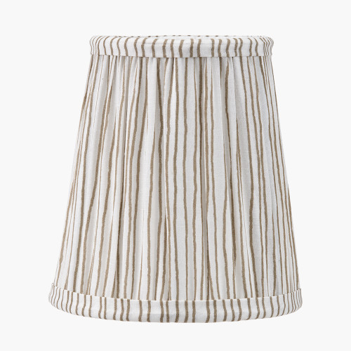 pacific lifestyle Thiago 14cm Natural Stripe Mushroom Pleat Tall Tapered Candle Clip Lampshade