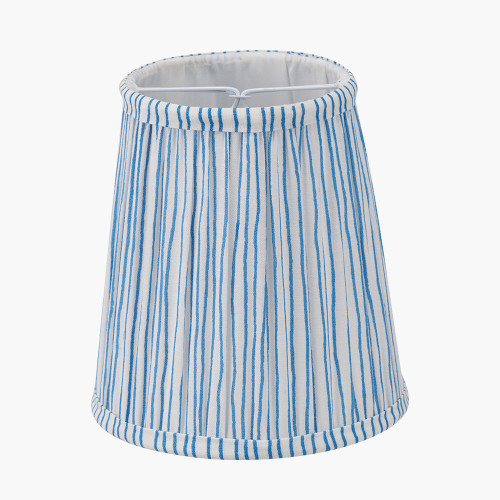 Pacific Lifestyle Thiago 14cm Ocean Blue Stripe Mushroom Pleat Tall Tapered Candle Clip Lampshade