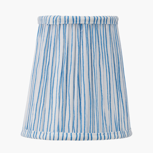 pacific lifestyle Thiago 14cm Ocean Blue Stripe Mushroom Pleat Tall Tapered Candle Clip Lampshade