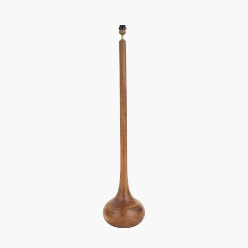 Pacific Lifestyle Toma Oiled Wood Tall Neck Floor Lamp Base With Izara 45cm Lilac Ikat Patterned Mushroom Pleat Tapered Lampshade