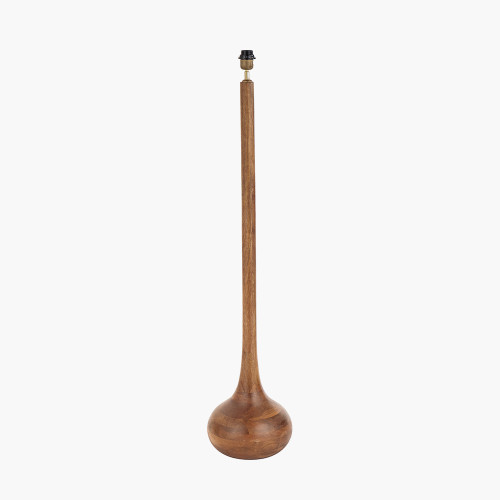 Pacific Lifestyle Toma Oiled Wood Tall Neck Floor Lamp Base With Lino 45cm White Self Lined Linen Cylinder Lampshade