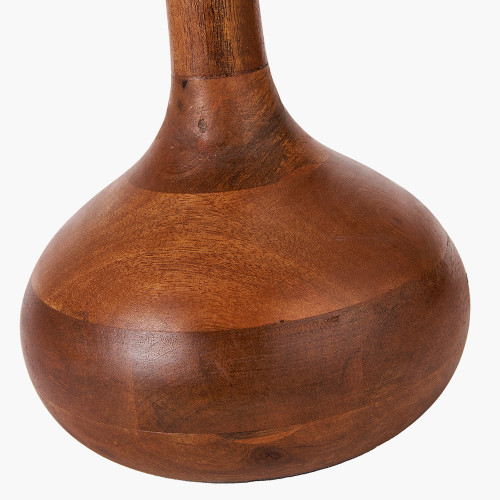 Pacific Lifestyle Toma Oiled Wood Tall Neck Table Lamp Base With Henry 40cm Tobacco Handloom Cylinder Lampshade
