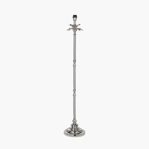 Pacific Lifestyle Trafalgar Nickel Metal Palm Tree Floor Lamp Base With Harry 45cm Ivory Cotton Mix Cylinder Lampshade
