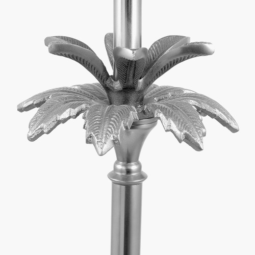Pacific Lifestyle Trafalgar Nickel Metal Palm Tree Floor Lamp Base With Harry 45cm Ivory Cotton Mix Cylinder Lampshade