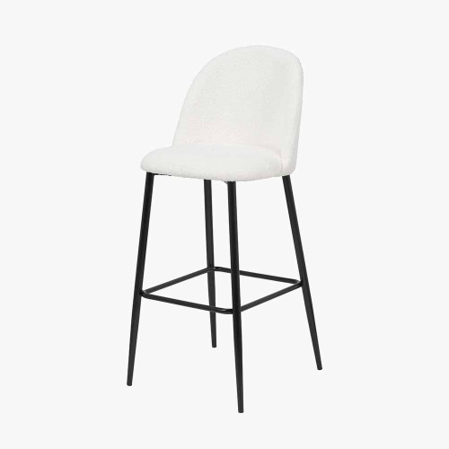 Pacific Lifestyle Turi Bouclé Fabric And Black Metal Bar Stool