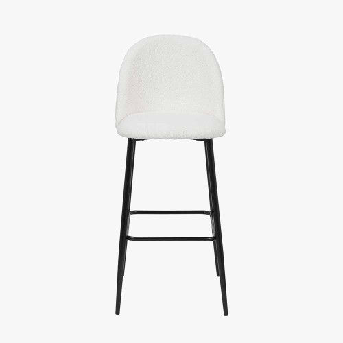 pacific lifestyle Turi Bouclé Fabric and Black Metal Bar Stool