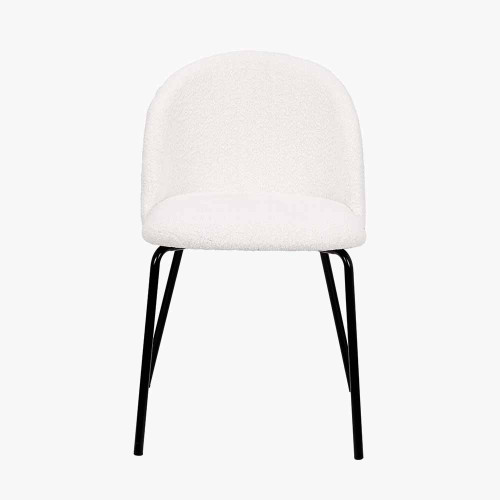 pacific lifestyle Turi Bouclé Fabric and Black Metal Dining Chair
