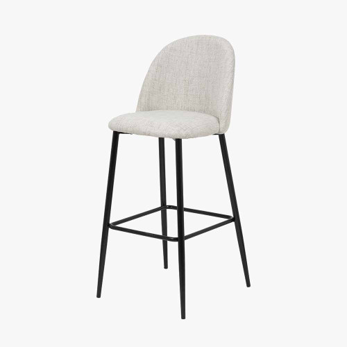 Pacific Lifestyle Turi Pebble Linen Mix And Black Metal Bar Stool