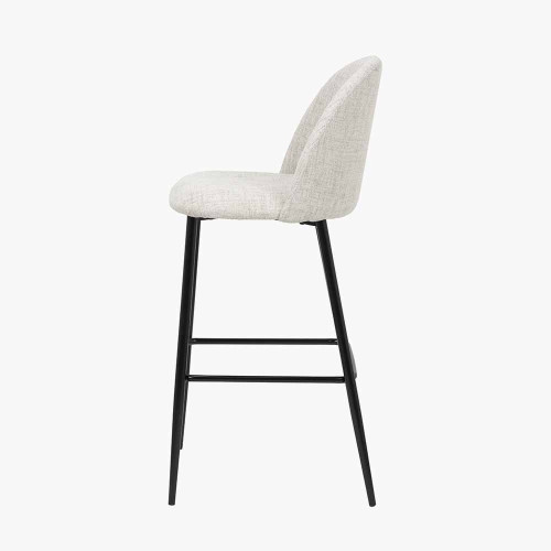 Pacific Lifestyle Turi Pebble Linen Mix And Black Metal Bar Stool