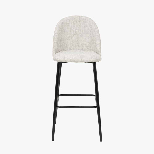 pacific lifestyle Turi Pebble Linen Mix and Black Metal Bar Stool