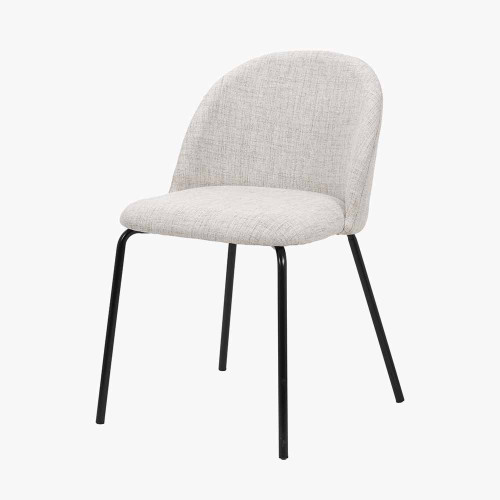 Pacific Lifestyle Turi Pebble Linen Mix And Black Metal Dining Chair
