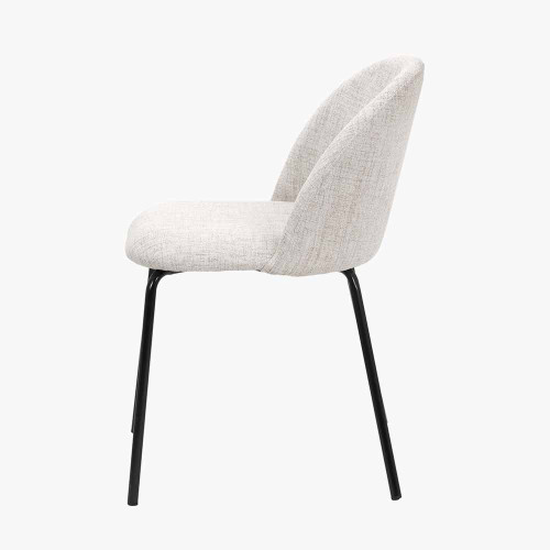 Pacific Lifestyle Turi Pebble Linen Mix And Black Metal Dining Chair