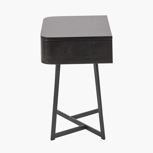 Pacific Lifestyle Ukiah Black Ash Veneer And Black Metal 1 Drawer Unit