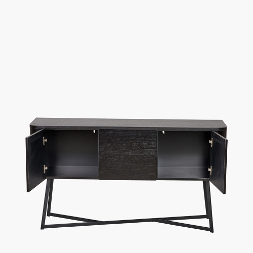 Pacific Lifestyle Ukiah Black Ash Veneer And Black Metal 2 Door 2 Drawer Sideboard