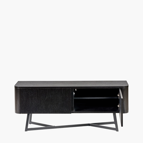 Pacific Lifestyle Ukiah Black Ash Veneer And Black Metal 2 Door Low Unit