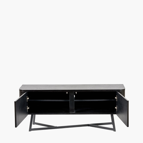 Pacific Lifestyle Ukiah Black Ash Veneer And Black Metal 2 Door Low Unit