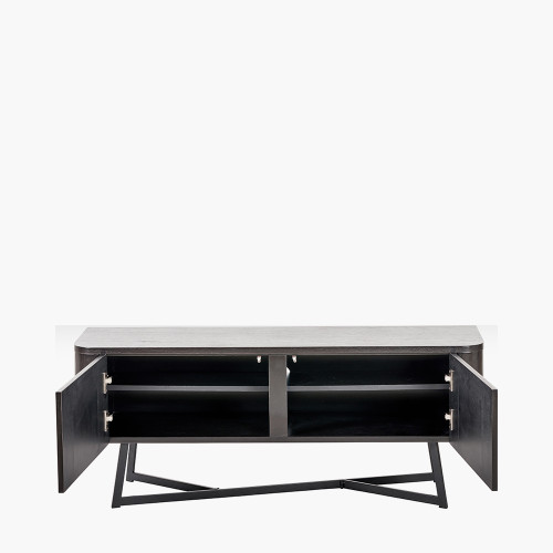 Pacific Lifestyle Ukiah Black Ash Veneer And Black Metal 2 Door Low Unit