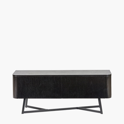 pacific lifestyle Ukiah Black Ash Veneer and Black Metal 2 Door Low Unit