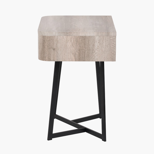 Pacific Lifestyle Ukiah Grey Oak Veneer And Black Metal 1 Drawer Unit